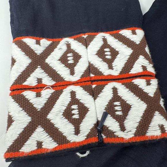 Tory Burch $295 Tunic Long Sleeve Top Size 12 Navy w/ Ivory Orange Brown Accents - Picture 10 of 14